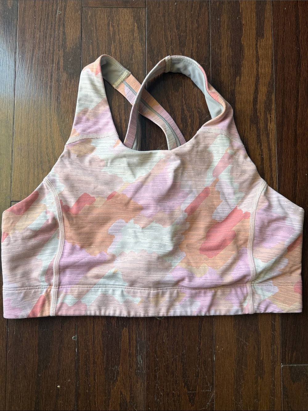 Outdoor Voices Peach-Pink Camo Crossback Sports Bra